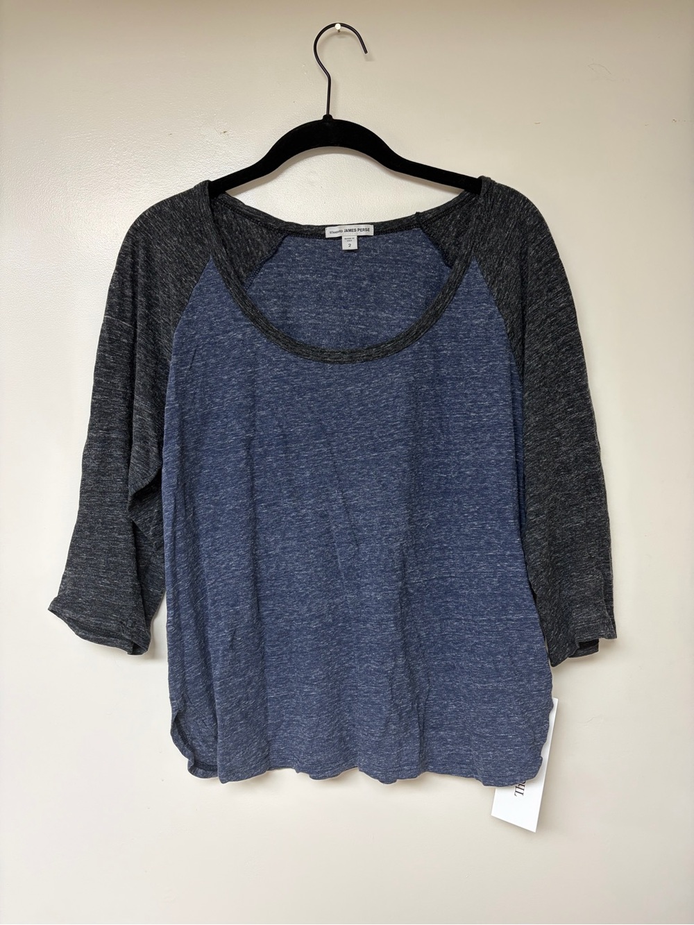 James Perse Raglan Tee - Blue and Charcoal size 2 / medium